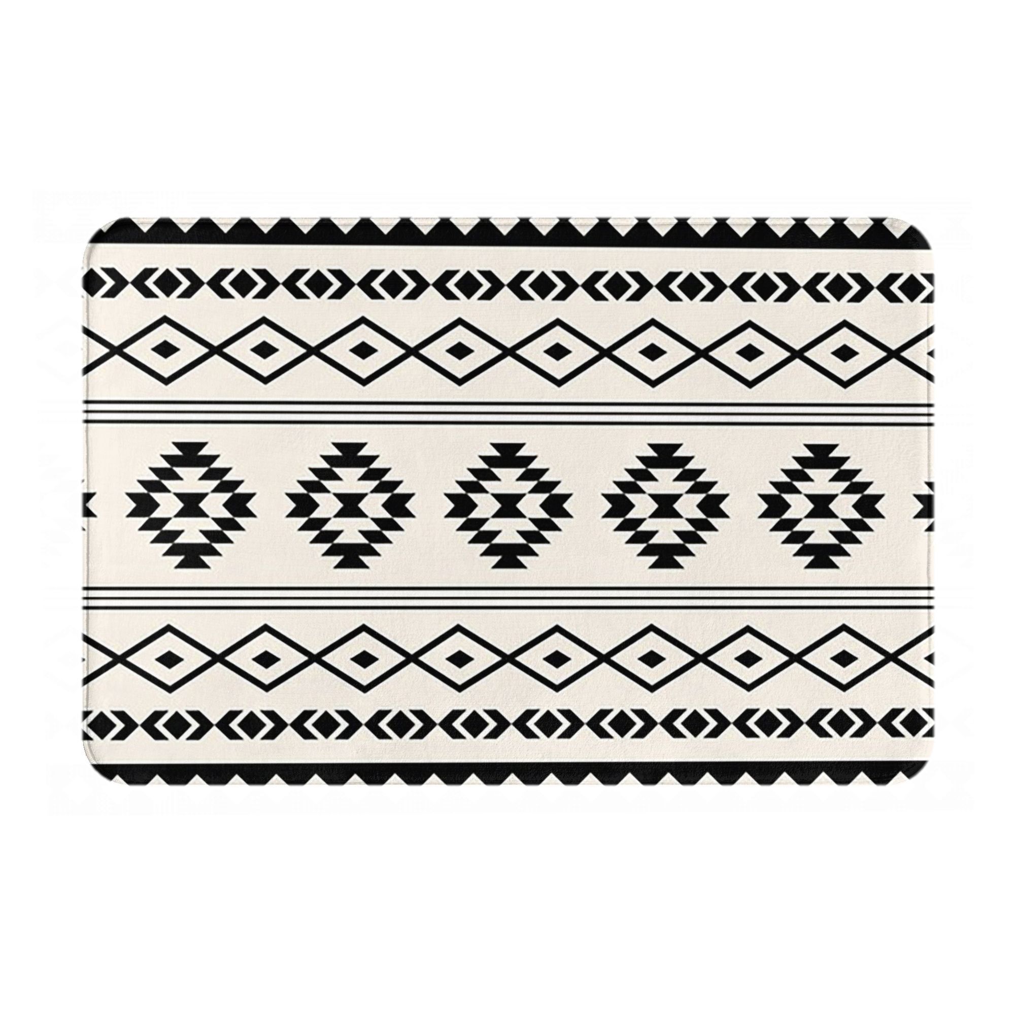 Aztec Black on Cream Mixed Motifs Pattern Non-slip Doormat Floor Mat Rug for Kitchen Entrance Home Balcony Footpad Mats 1p40x60x1cm