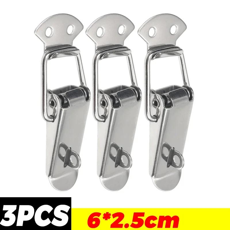 10/1PC Duck Beak Spring Buckle Stainless Steel Door L Lock Hasp Latches Wooden Box Furniture Cabinet Door Spring Buckles Clamps