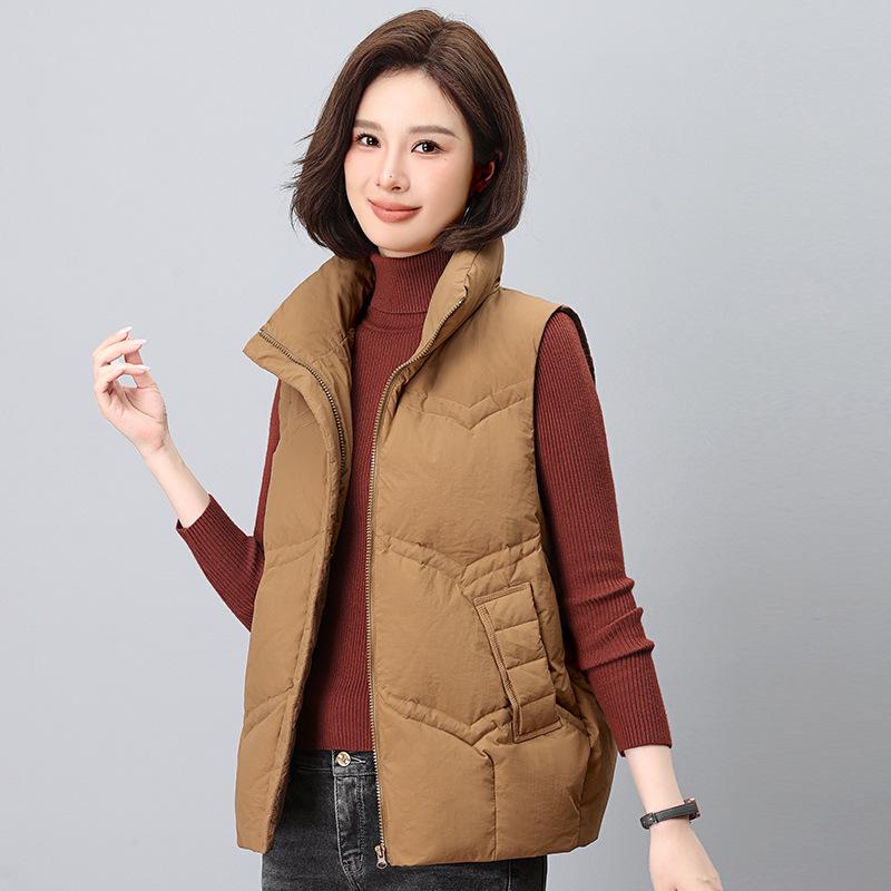 Women's Short 2024 Autumn/Winter Lightweight White Duck Down Vest - Sleeveless Top