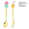 Stainless Steel Spoon And Fork Set Creative Round Head Spoon Cartoon Dessert Utensils Dishwasher Safe Cutlery for Gifts And Parties