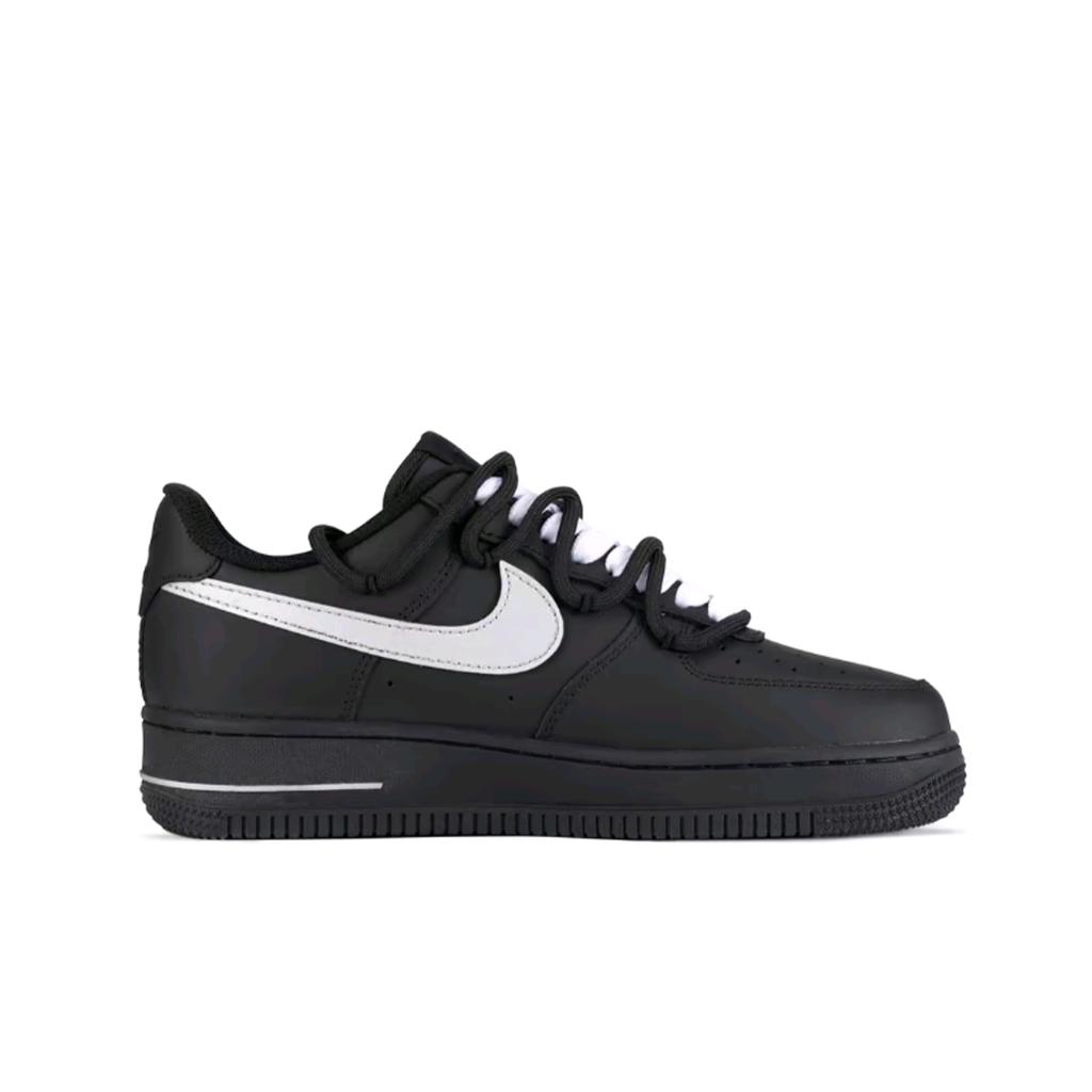 Nike Air Force 1 Graffiti Manuscript Slip Resistant Abrasion Resistant Low top Skateboard Shoes Unisex Black White CW2288-001(Team619-)