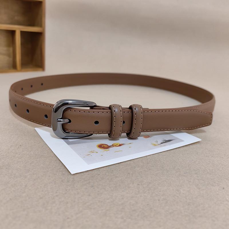 

Genuine Leather Belt For Women With Alloy Buckle And Minimalist Design For Business And Casual Wear Tan Black