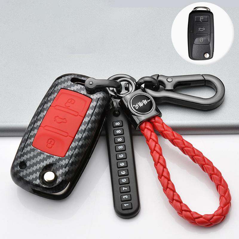 Carbon Fiber Abs Car Key Cover Case For Volkswagen Vw Polo Tiguan Passat B5 B6B7 Golf Eos Scirocco Jetta Mk6 Octavia Accessories