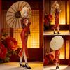 1pc Red Cheongsam Girl Figure — Atmospheric Desktop & Car Decor Collectible Statue, Must-Have Gift for Birthdays & Festivals.
