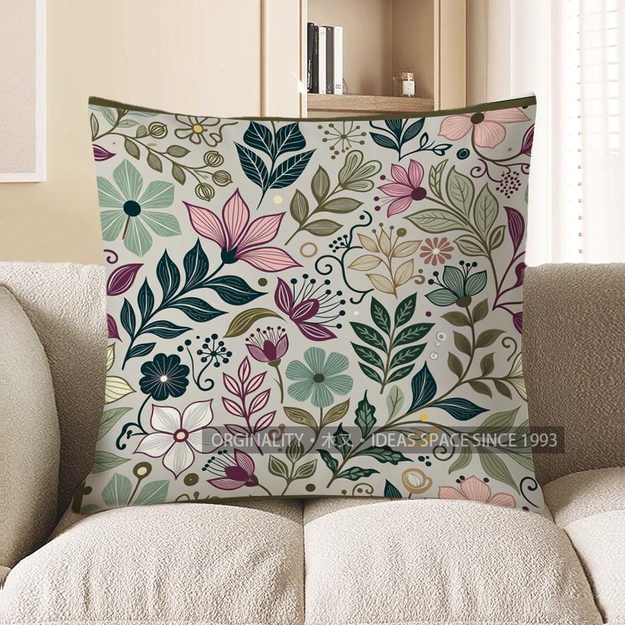 2D Floral Patterned Pillowcases For Cozy Decor Pattern Cushion Cover Suitable For Sofa Bedroom Car Pillow Cover