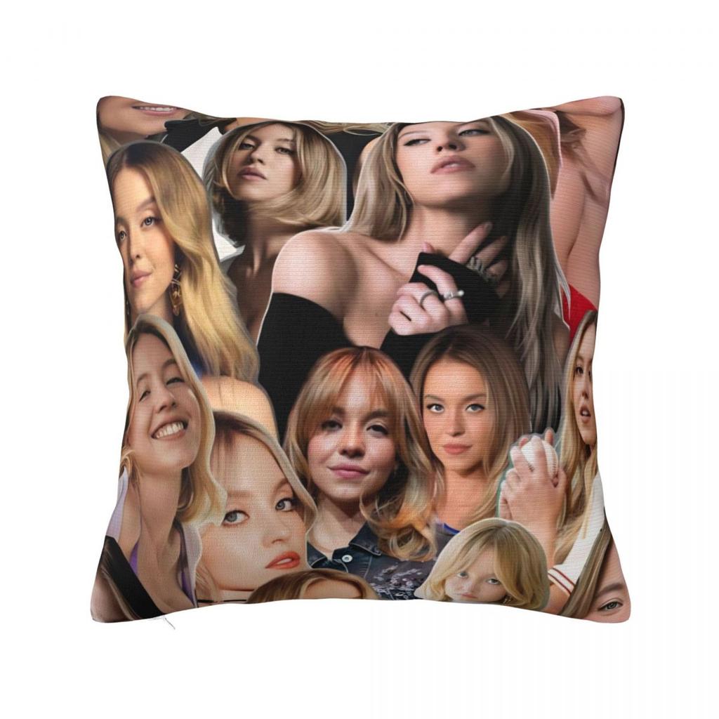 Sydney Sweeney American Actress Photo Pillow Cover Cushion Cover Square Pillow Case Pillowcases For Sofa Bedroom Home Decor