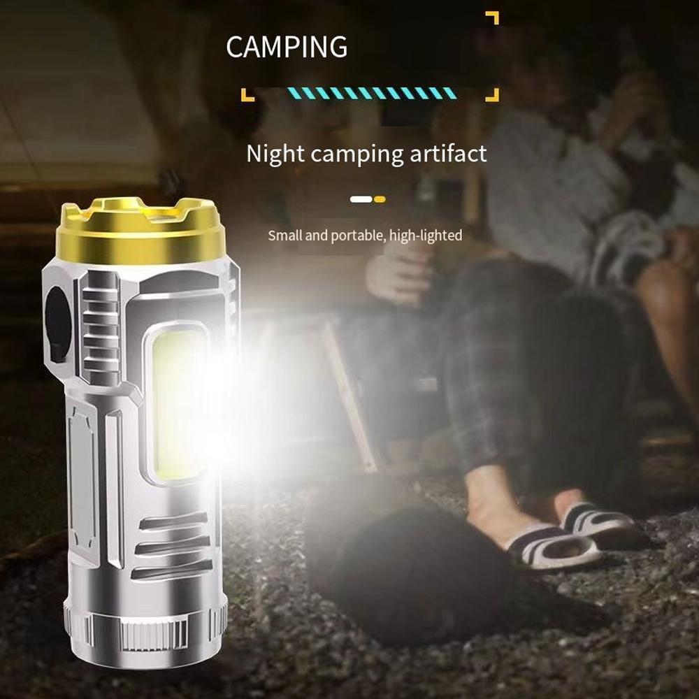 Tříoká malá ocelová svítilna s bleskem Silné světlo Dobíjecí Ultra jasná Přenosná Venkovní osvětlení Mini světlo s klipem na klobouk