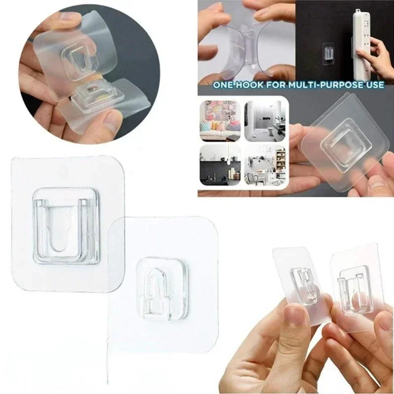 New Double Sided Adhesive Hook Strong and Transparent No Need for Punching Wall Storages Insertion Storage Household Organizer