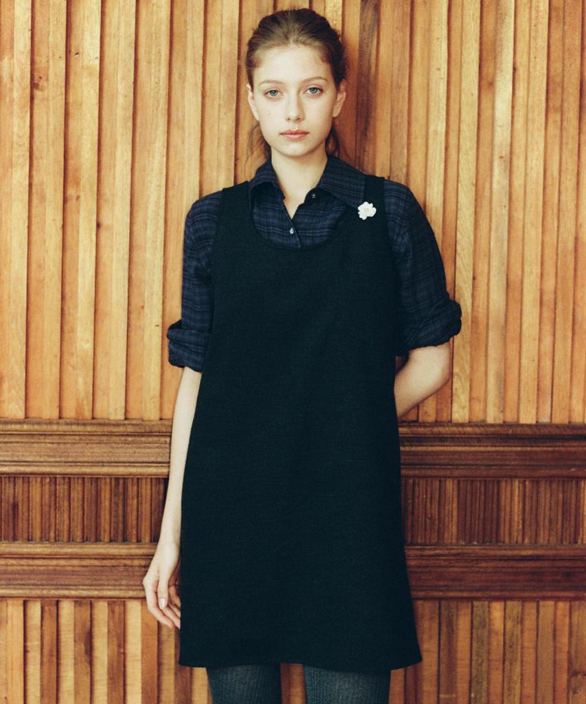 LOVEUSU Lamb Wool Mini Dress (Charcoal)
