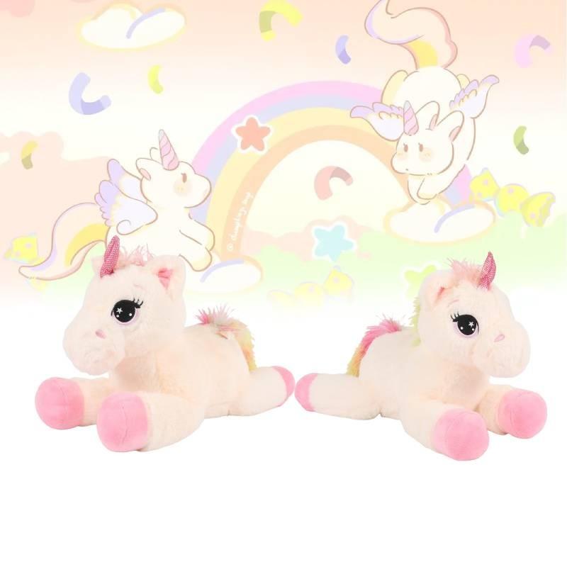 Rainbow Fur Unicorn Toys Cute Cartoon Girls Children Festivals Soothed Doll Gift