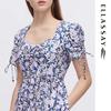 ELLASSAY Women's French Square Neck Floral Midi Dress