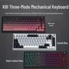 In Stock Three-Mode Wireless Mechanical Keyboard with Wired/Bluetooth Options, Color Blocking, Knob, Hot-swappable Keys, and Side Engravings