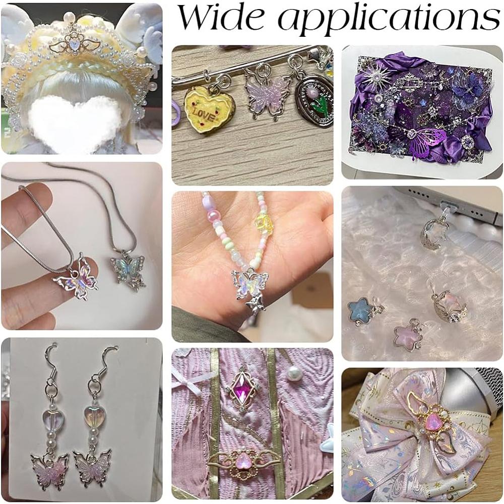 Alloy Resin & Glass Pendants & Connector Charm Findings Kits Mixed Shapes Pink 8~47x13~27mm 2pcs/style