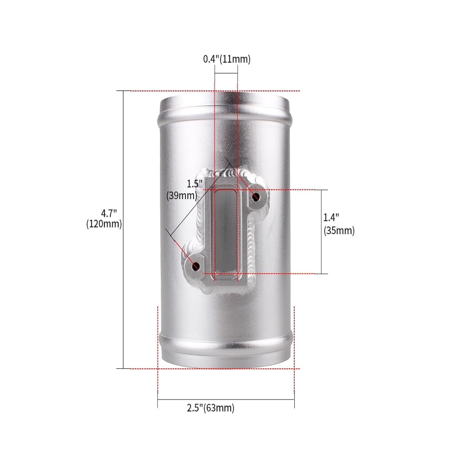 Air Flow Sensor Base, Aluminum Alloy MAF Mass Airflow Sensor Adapter Air Intake Meter Mount Base Mount Air Flow Sensor Adapter Fit for Honda, Nissan