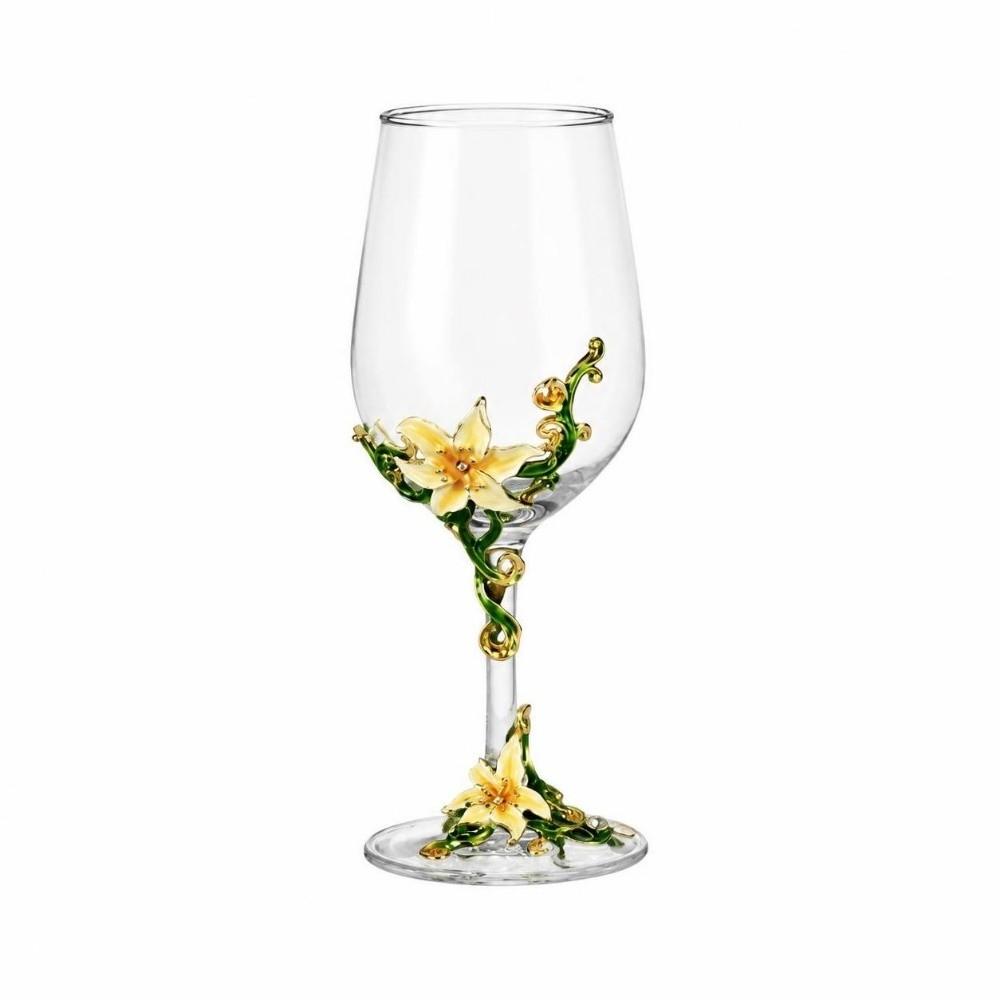 Enamel Clear Stemmed Cup Transparent Glass Goblet Drinkware Tall Glass Christmas