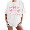 Bow Shirts for Women Oversized Tshirts Coquette Aesthetic Pink Bow Shirt Womens Cute Graphic Trendy Tees Top