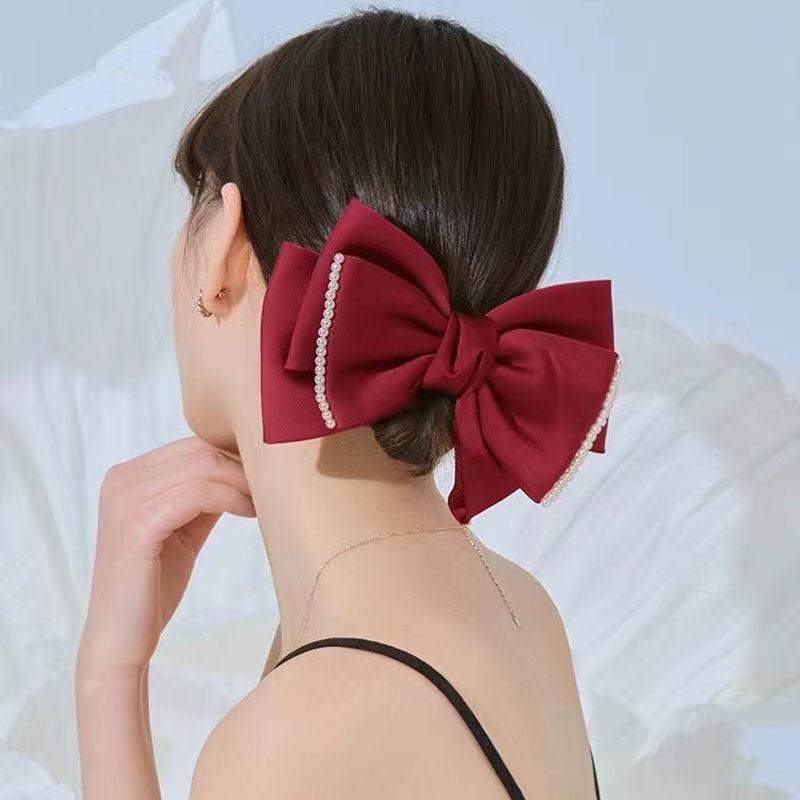 Satin Bow Spring Clip: Elegant Large Hair Accessory for 2023