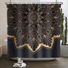 Bohemia Mandala Blume Duschvorhang Schwarz Gold Badevorhang Heim Badezimmer Dekoration Wasserdichtes Gewebe Badewannen-Bildschirm Mit Haken