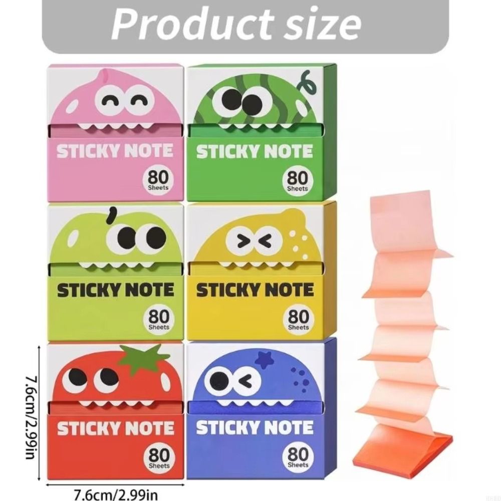 Kawaii Pull-out Sticky Notes Pearlescent Square Writing Pad Portable Cartoon Notepads Office