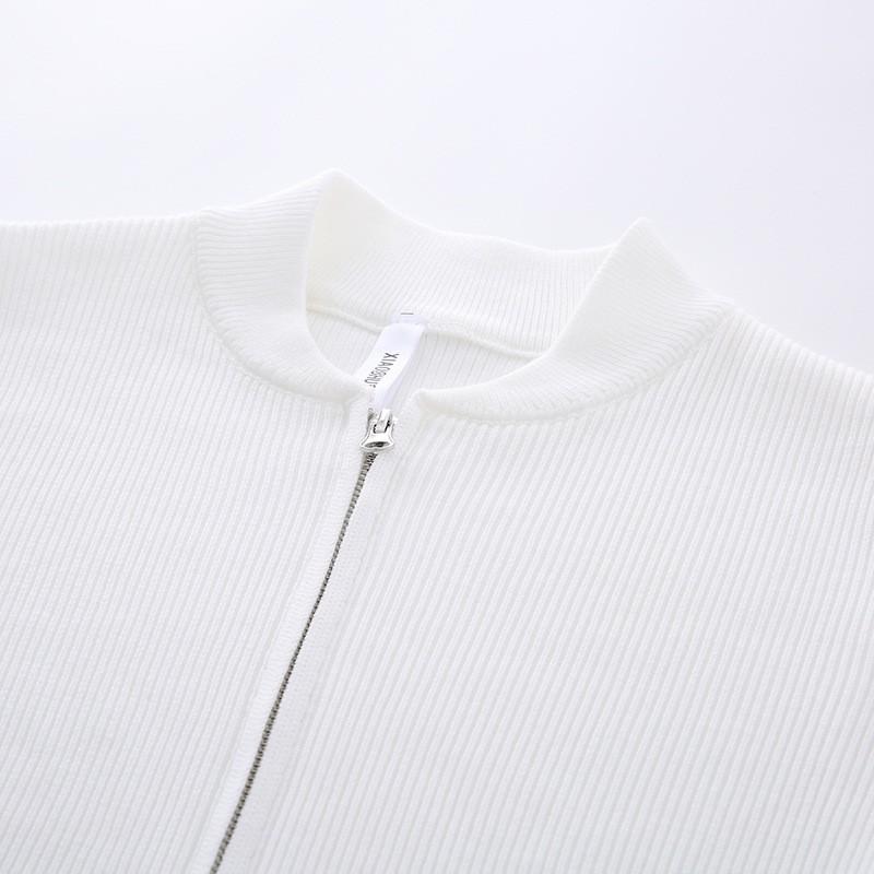 Mens Oversized Knit Cardigan With Baseball Collar Dual Zipper Casual Winter Sweater