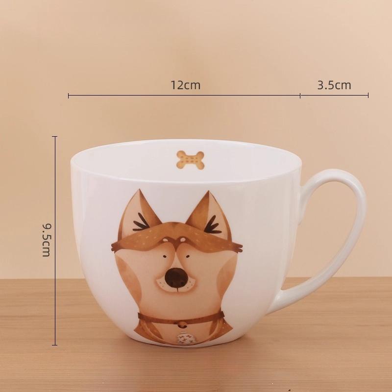 600ml Velkokapacitní keramický hrnek slon s víčkem a lžičkou – Roztomilý zvířecí design Snídaňová miska, Miska na ovesnou kaši, Šálek na kávu