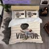 Vinicius Junior 3-teiliges Bettwäscheset Weiches Bettbezug-Set mit Kissenbezügen Bedrucktes Schlafzimmer-Deko-Set für Zuhause
