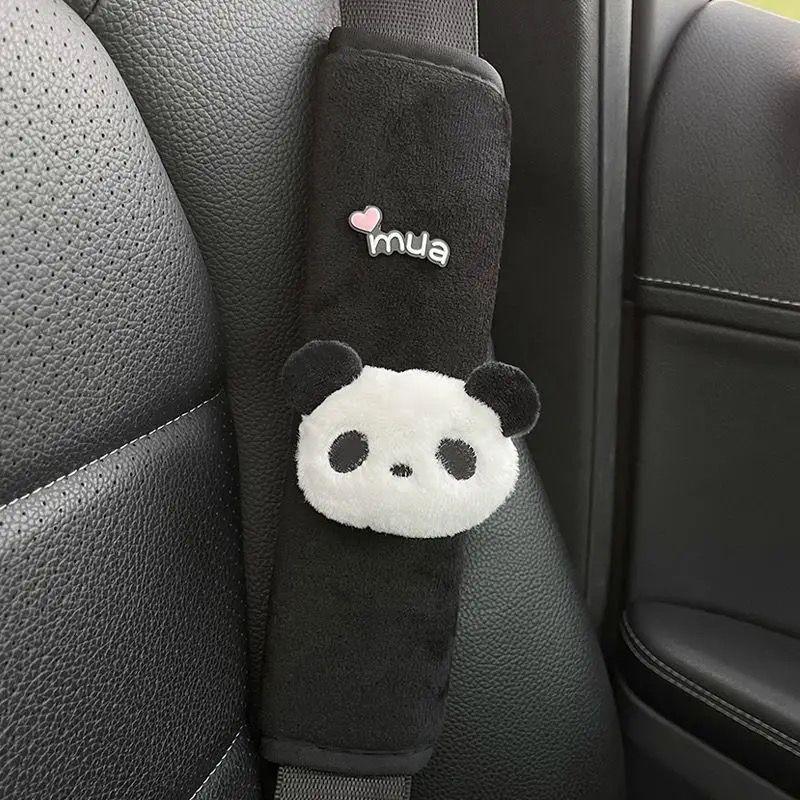 Cute Panda Car Seat Belt Cover Pad Soft Plush Shoulder Protector Extender Universal Fit for Men Women Cute Car Accessories Gifts