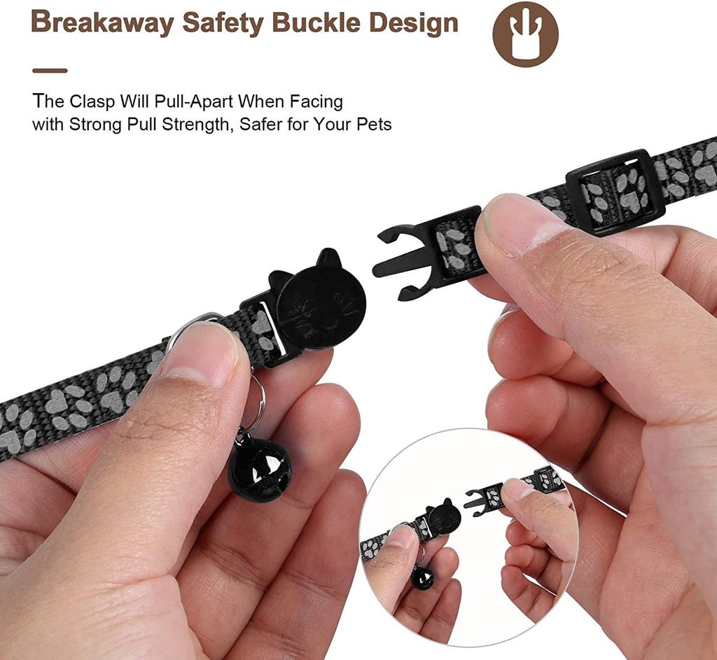 Bezpečnostní reflexní obojek pro domácí mazlíčky Nastavitelný s potiskem stopy Náhrdelník pro domácí mazlíčky se zvonky pro Airtag Kočičí psí doplňky