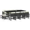 Vidaxl 13-Cz. Garden Furniture Set, Cushions, Black, Rattan PE