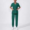 Women's Uniform Quick,drying Fabric Color V,neck Pocket Short,sleeved Trousers Suit Uniform Suit