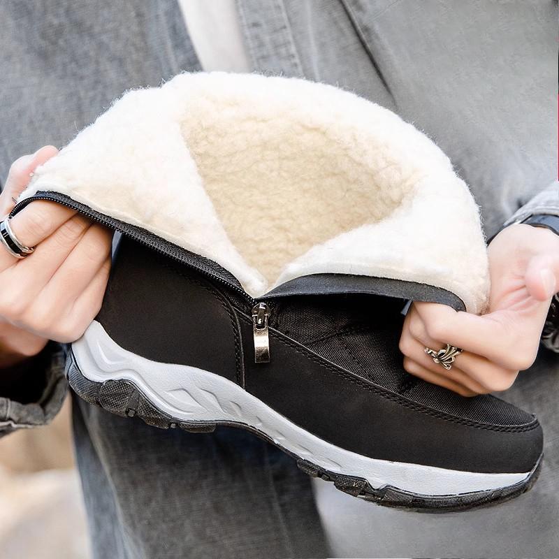 Men's and Women's Winter Fur One Thickened Padded Waterproof Cozy Warm Anti Cold Lightweight Hiking Waterproof Anti-skid High-top Mid-calf Snow Boots