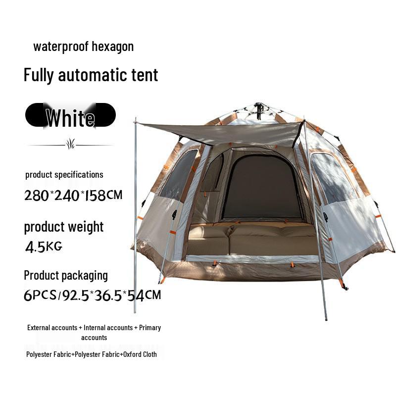 Portable Hexagonal Outdoor Tent - Quick Open, Folding, Ideal for Camping, Parks, and Family Leisure