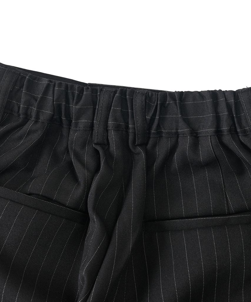 ANALOG MOOD Striped Back Elastic Wide Slacks (Black)