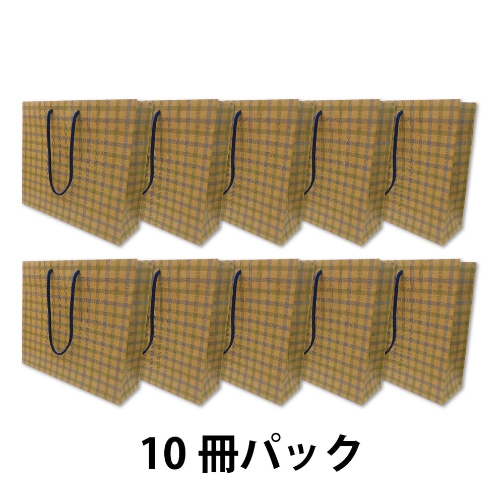 Ehime Paper Design Paper Checkered Co., Ltd. Bags, Blue, 10-Pack, DBAG-CB-10P