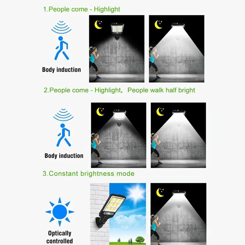 1-6 Piezas Luces Solares para Exteriores 3 Modos Sensor de Movimiento Solares Impermeables Iluminación de Seguridad para Paredes Jardín Pared Patio Iluminación de Caminos