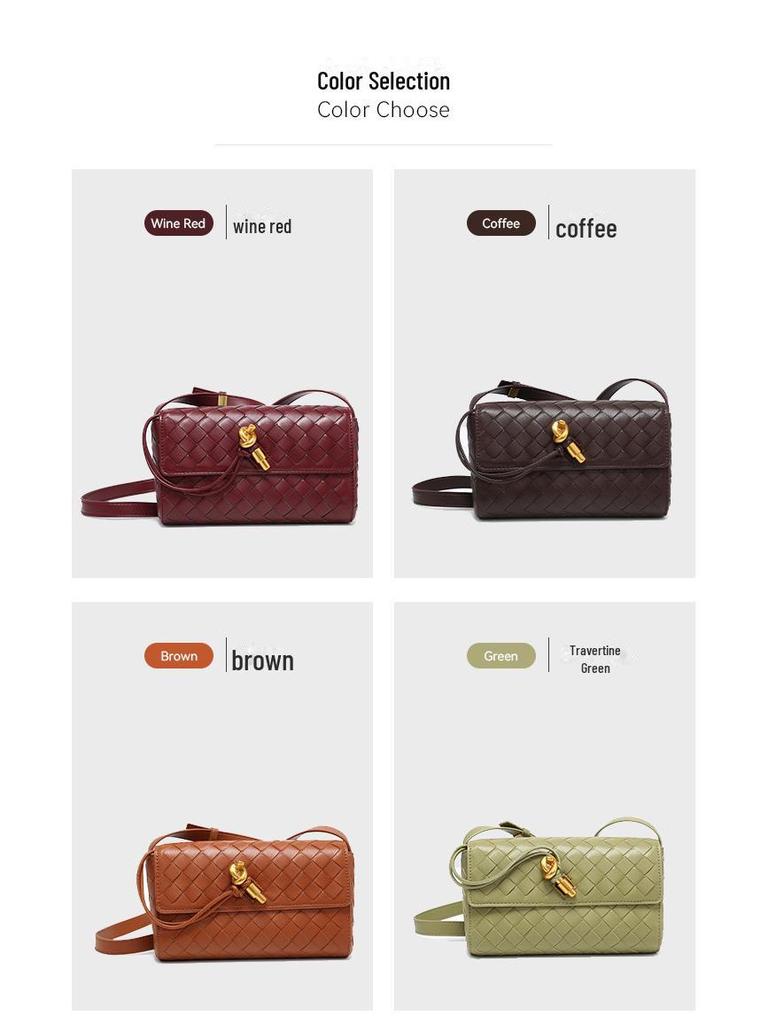 2025 Neue handgewebte kleine quadratische Umhängetasche mit Hardware-Verschluss für Damen