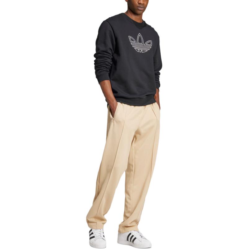 adidas Originals Trefoil Crew Serie Outline Moda Comodo Versatile Felpa Girocollo Uomo Felpa Nera JJ1513