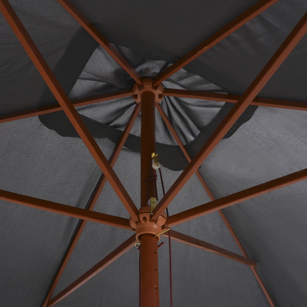 Wooden Mast Sun Umbrella 200 X 300 Cm Anthracite Grey