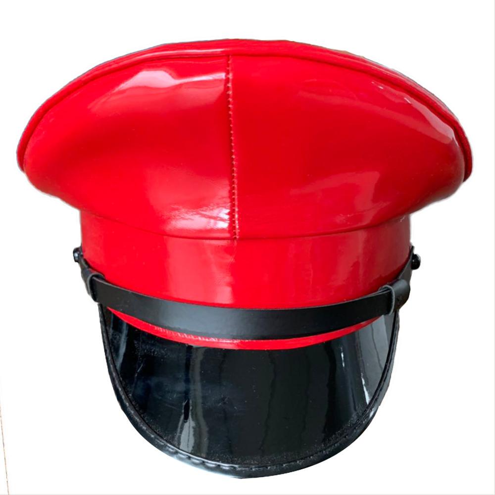 PU Leather Captain Cap Prom Performance Big Brimmed Hat Bar Cosplay Show Hat Personality Beret Cap