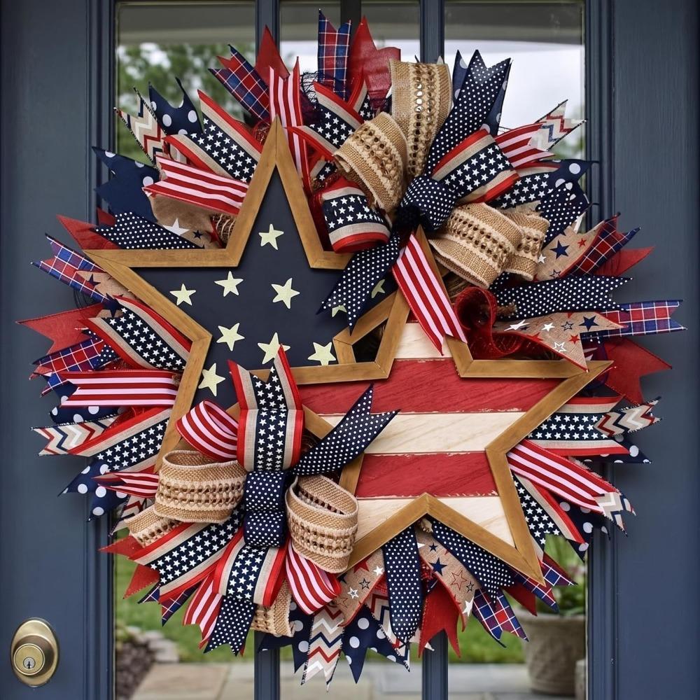 250th Anniversary Patriotic Wreath, 3D Eagle Commemorative Wreath, Patriotic Door Knob, Red, White and Blue Wreath