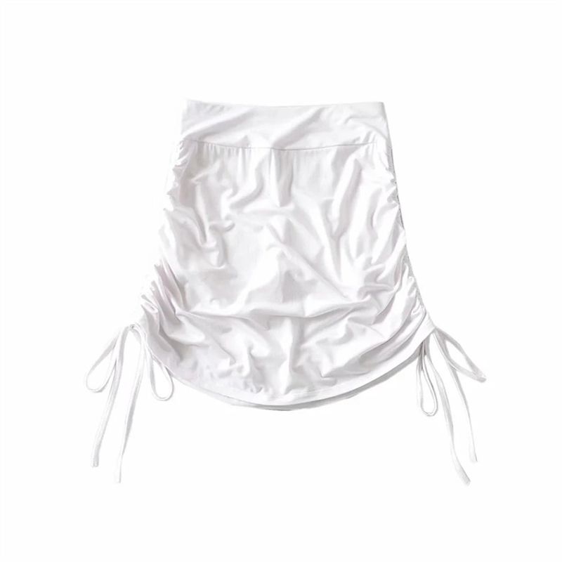 

4 Colors Sexy Drawstring Ruffle Bodycon Dress Culottes Fashion Stretch Sports Shorts Internet Celebrity Yoga Fitness Hot Pants White L