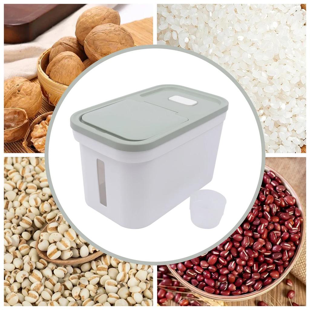 10 Kg Food Storage Containers with Window, Storage Box with Lid, Rice Container, Scale Line, Airtight for Cereals, Legumes