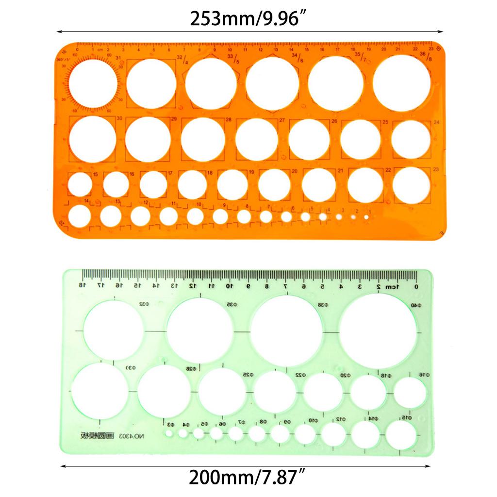 10 Pcs Multifunctional Ruler Quilling Tool Circle Template Measuring Geometric Ruler Shape Stencil Round Hole Ruler Tool