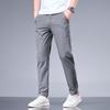 Summer Business Ice Silk Pants Straight Elastic Waist Black Gray Trousers Breathable Simple Male Clothing Casual Suit Pants