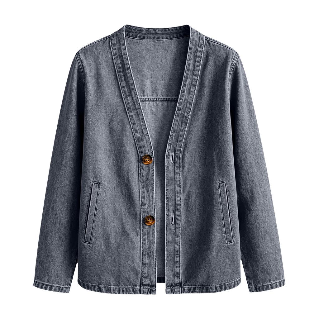 Women’s Casual Denim Cardigan Jacket Long Sleeve Button Front Relaxed Fit Lightweight Outerwear for Everyday Wear