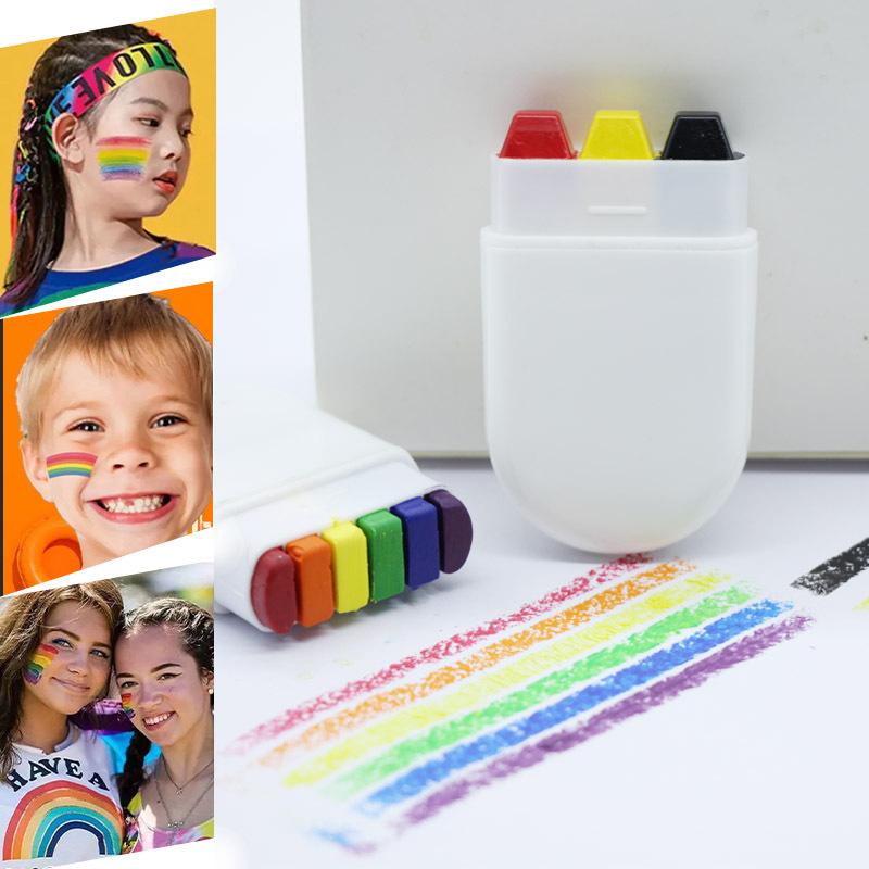 

6 Цветов Водорастворимая Радужная Палитра Детский Аквагрим для Лица и Тела, Хэллоуин Сценический Макияж Пигменты для Боди-арта Макияж для Лица 6CM