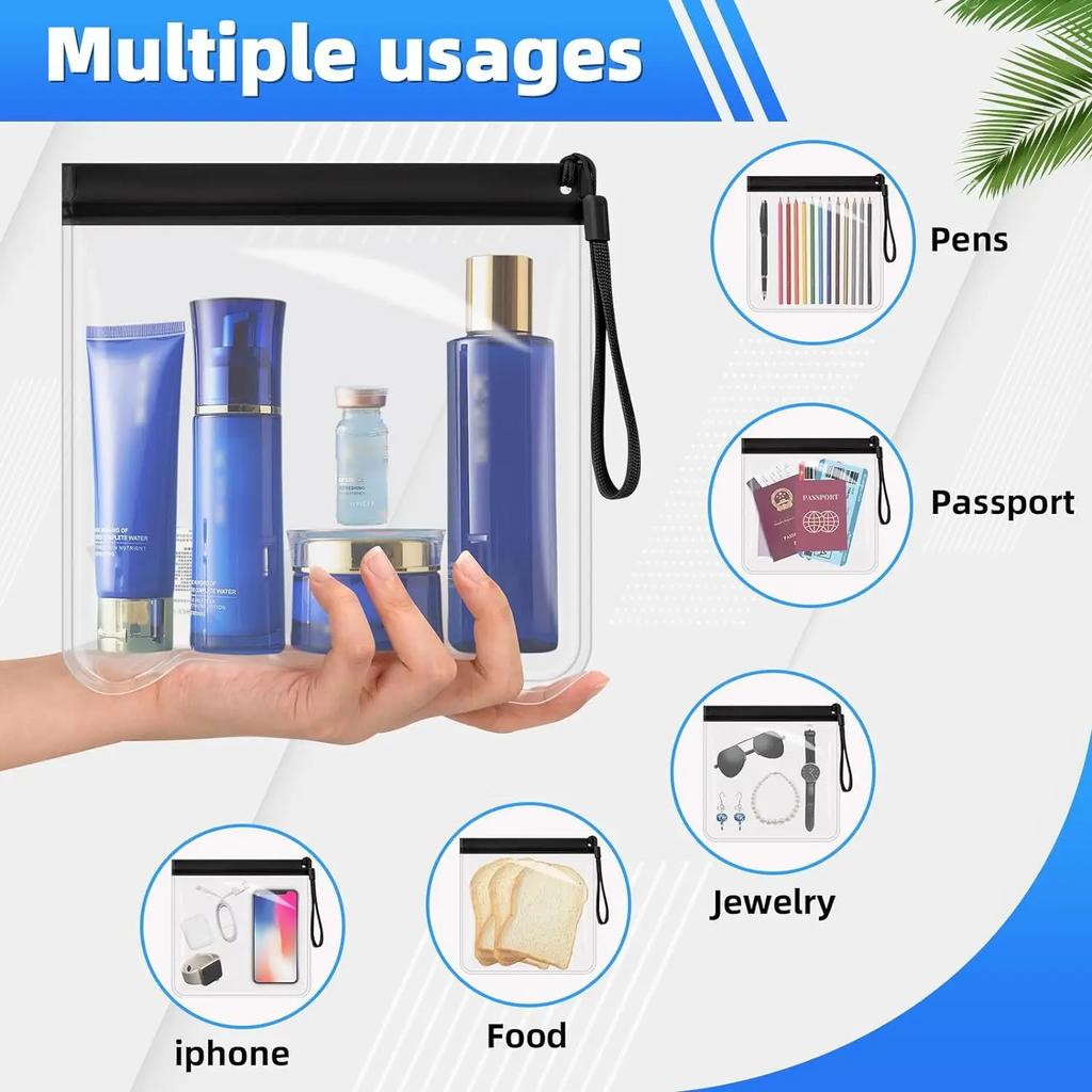 1/2/4pcs Luggage Transparent Travel Use Leakproof Flight Make Up Waterproof For Women Reusable Airport Security Storage bag