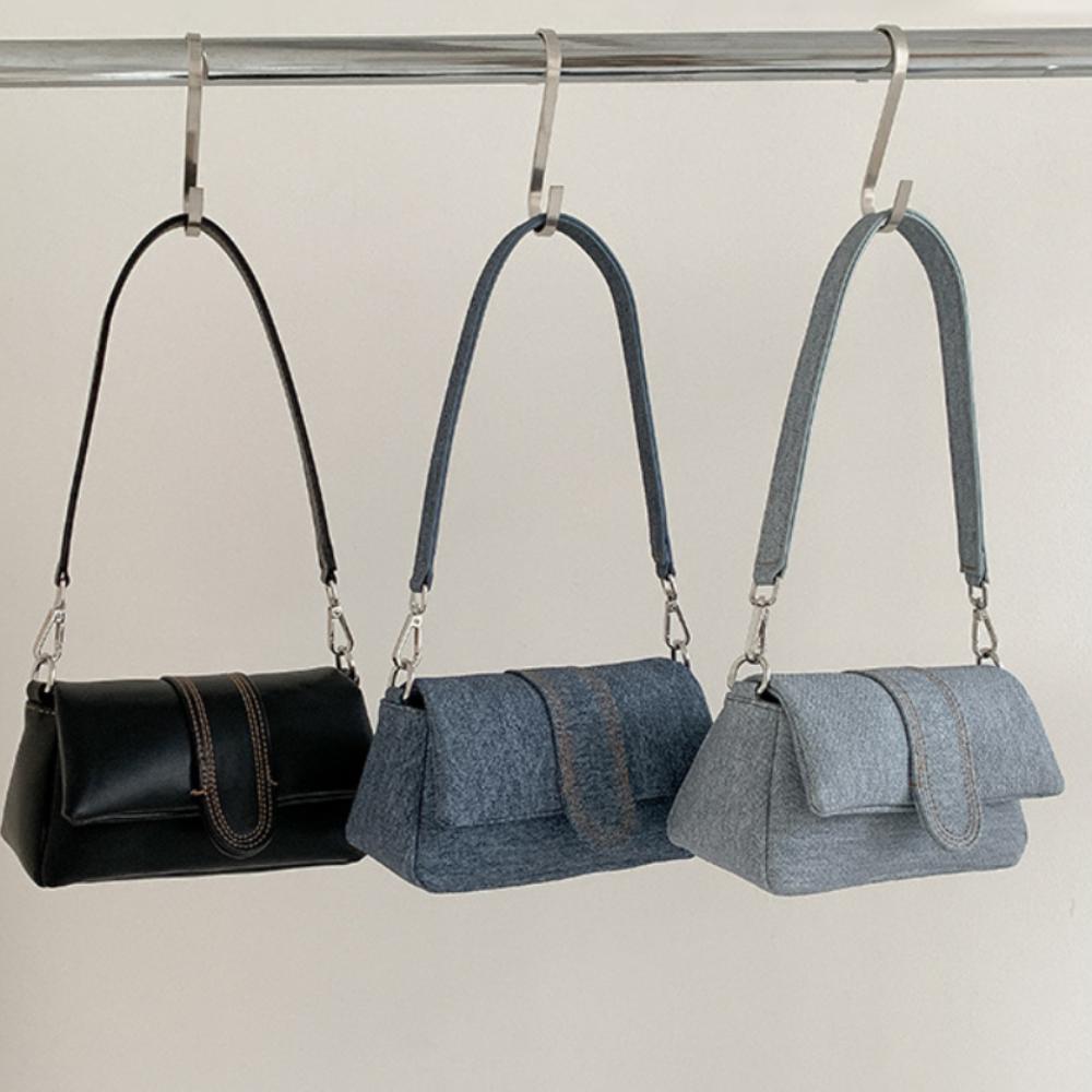 

Квадратна форма клапана під пахвами сумка з джинсової тканини жіноча сумка через плече джинсова тканина сумка через плече чорний