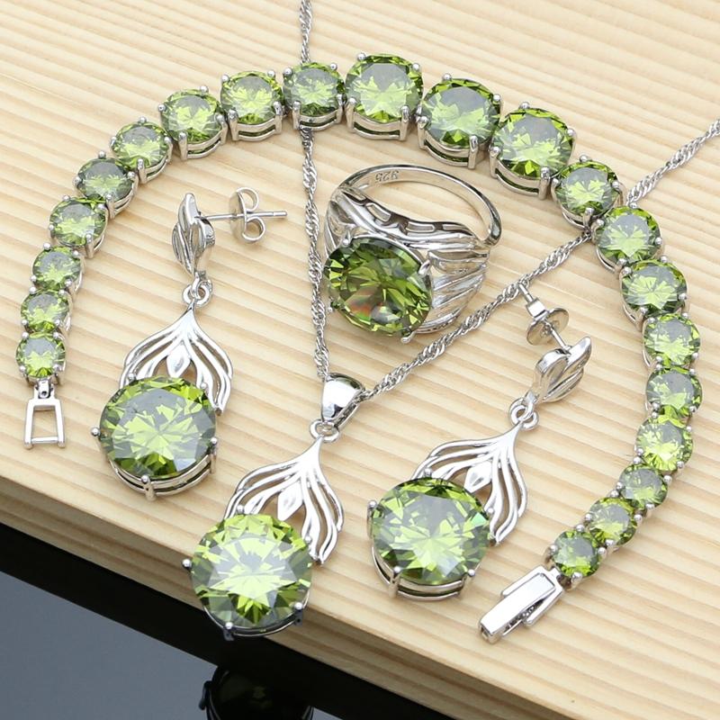 

Blue Sapphire Gemstone Jewelry Sets 925 Silver Needle Earrings Rings Fine Women Jewellry Bride Necklace Set Dropshipping 10