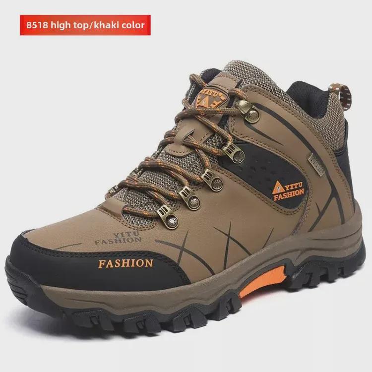 Męskie wysokie buty do biegania i wędrówek na świeżym powietrzu - jesienno-zimowe, ciepłe, aksamitne, modne trampki